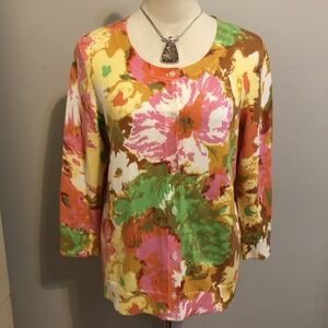 Talbots Floral Shirt Women's Size Large Long Sleeve Top‎